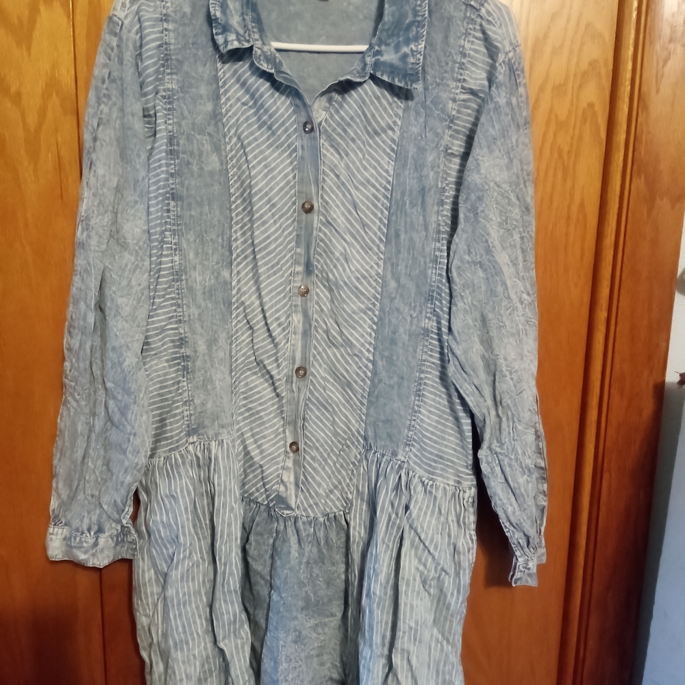 Promesa Denim Blue Button-Up Dress